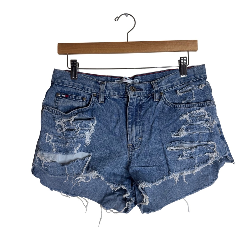 Tommy Hilfiger Women's Distressed Denim Shorts Blue Size 7
